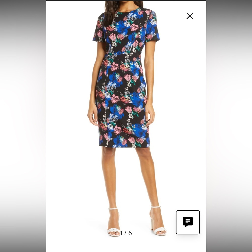 Black Halo Jodee Floral Sheath Dress NWT SZ 4 $415